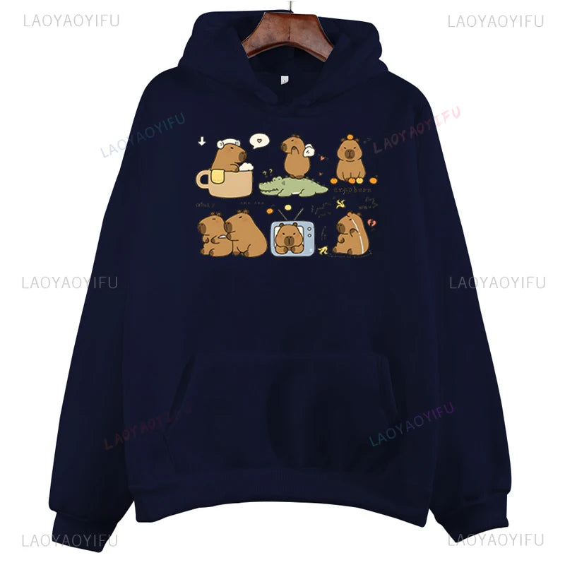 Pull Capybara à Capuche Bleu Marine