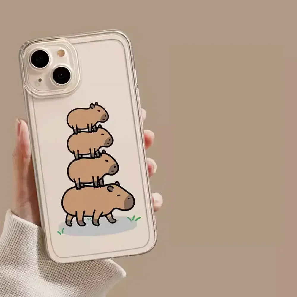 Coque Transparente Iphone Capybara Empilé