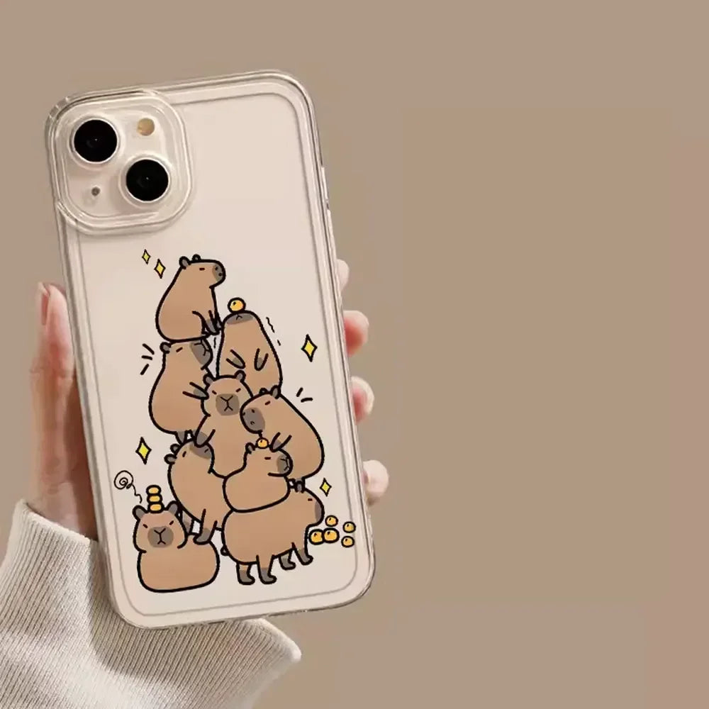 Coque Transparente Iphone Capybara Orange