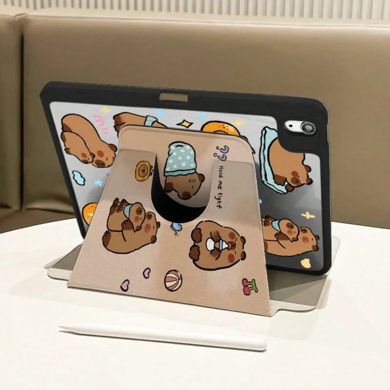 Coque Ipad Rotative Capybara Mignon