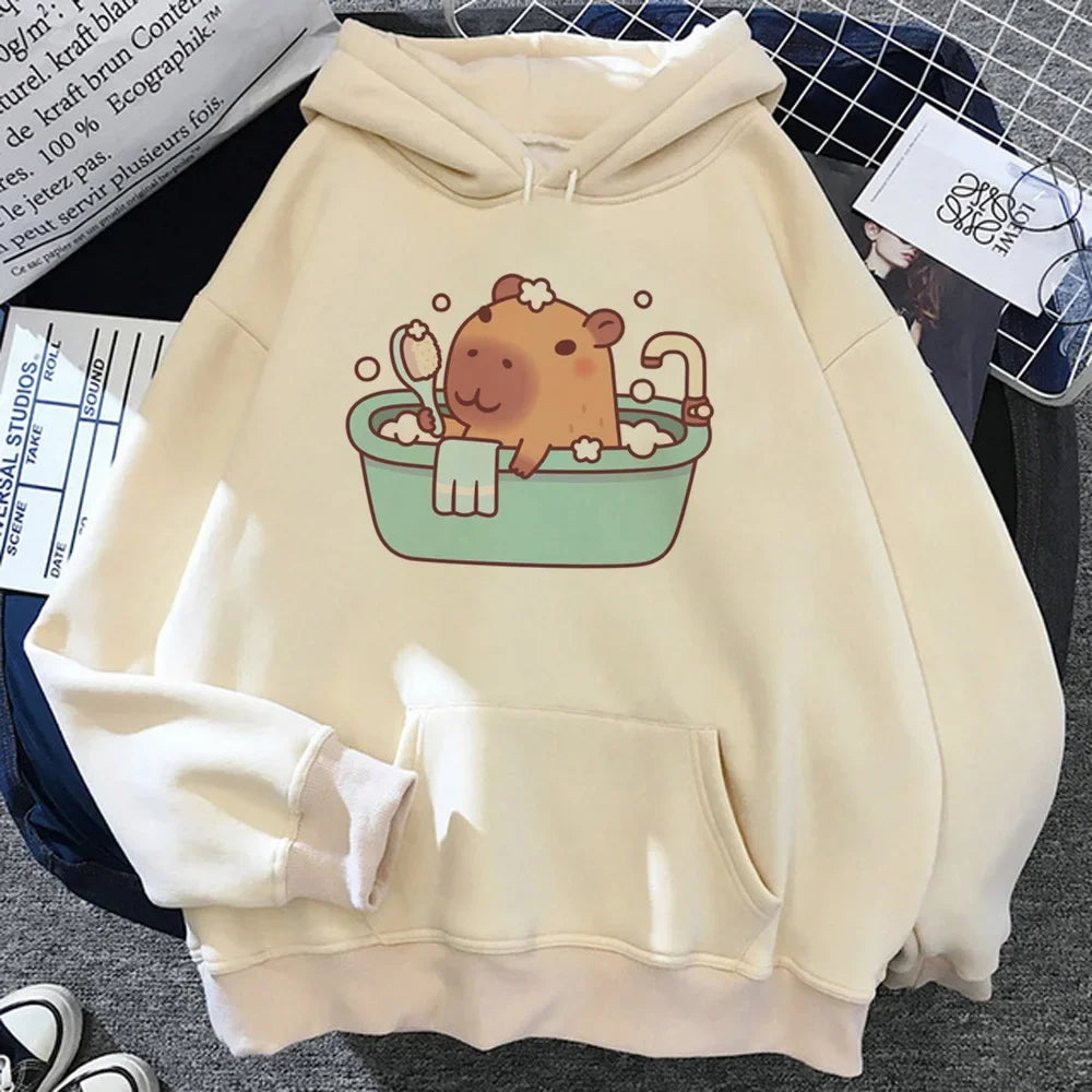 Pull Beige à Capuche Capybara