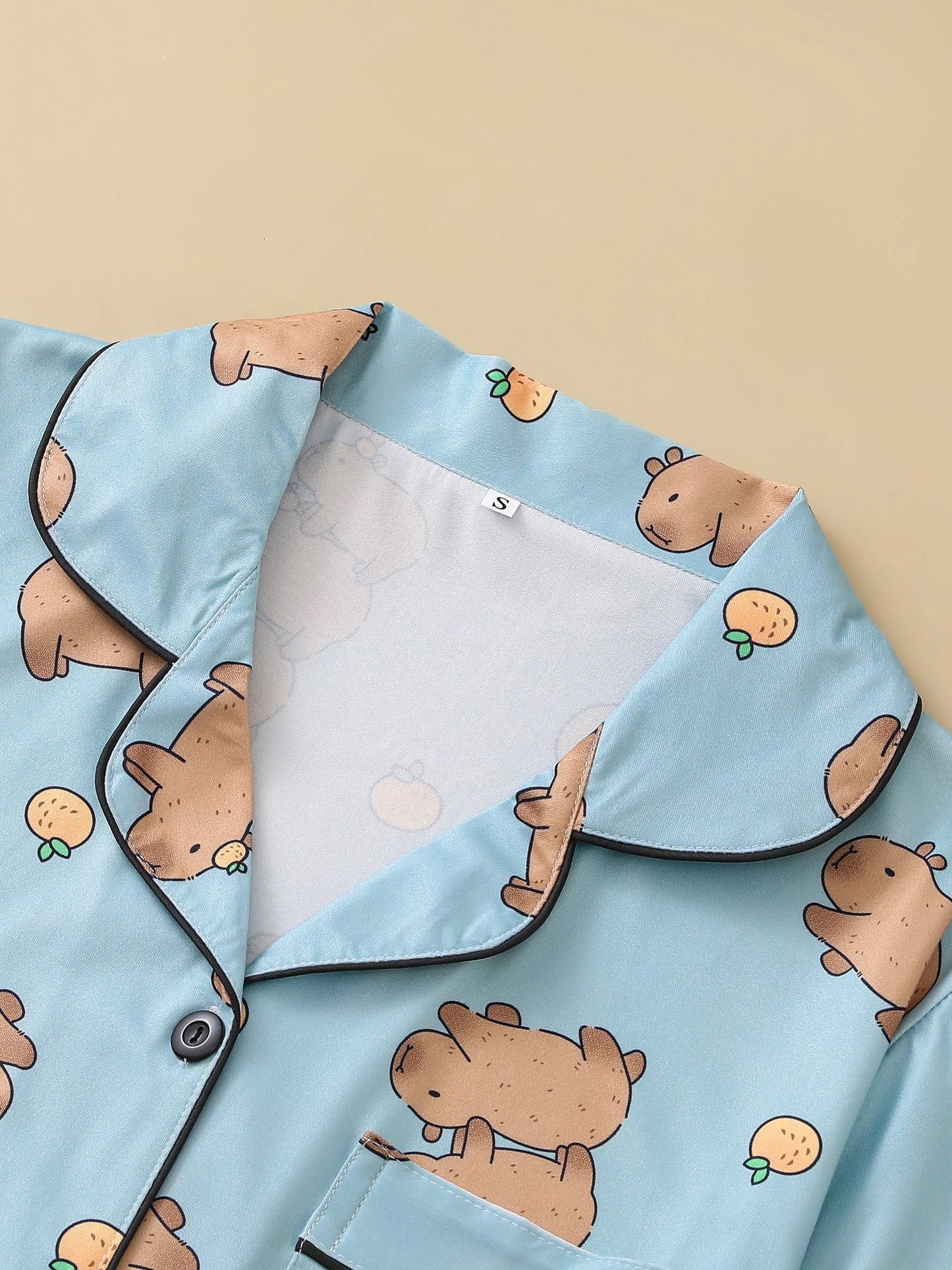 Pyjama Capybara Noir 2 pièces pour femme