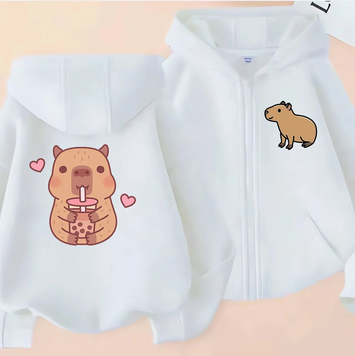 Sweat Zippé Capybara Enfant – Blanc