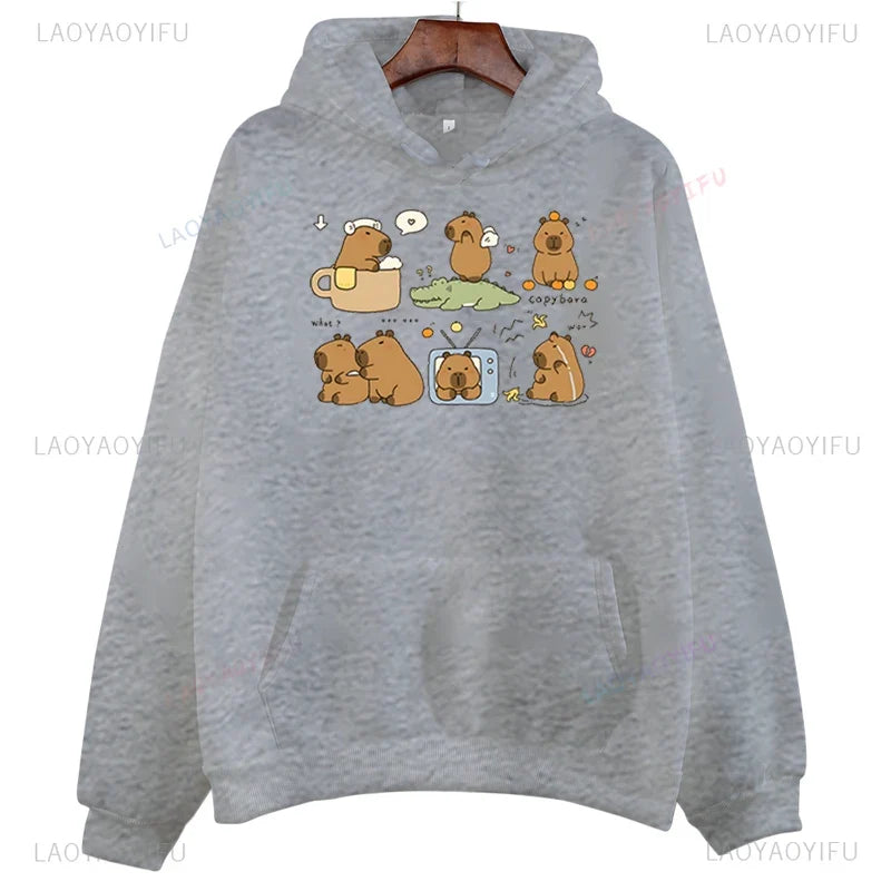 Sweat à capuche capybara gris