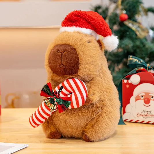 Peluche Capybara Pere Noel - Candy Cane / 23cm-25cm