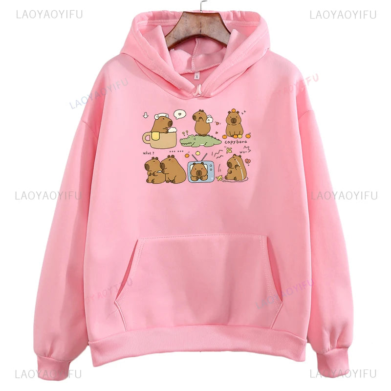 Sweat à Capuche Capybara Fille Femme Rose