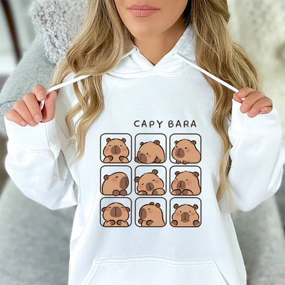 Sweat à Capuche Capybara Unisexe – Blanc