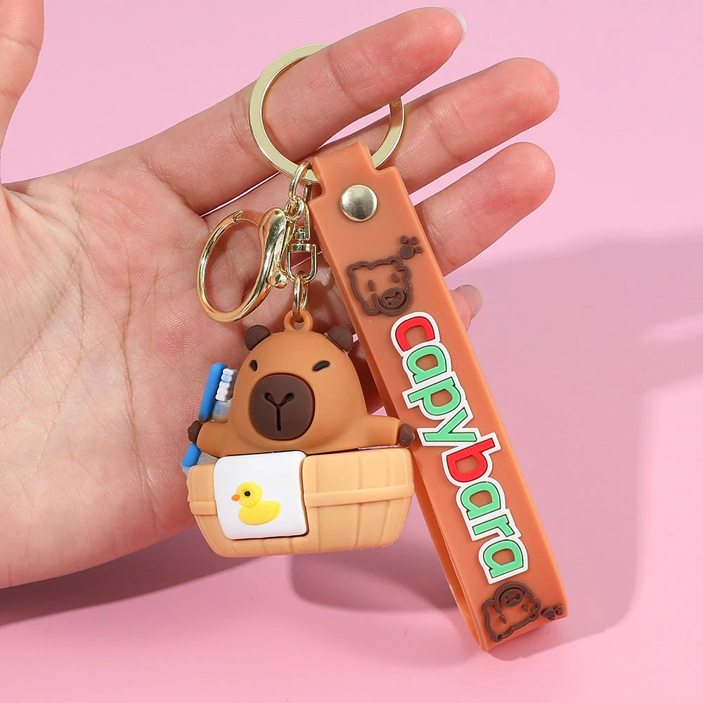 Porte-clé capybara cartoon pour voiture, plusieurs designs colorés