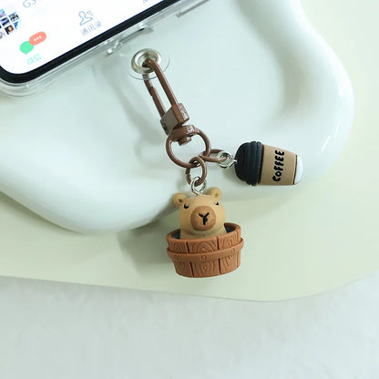 Porte-clé capybara en résine kawaii multicolore