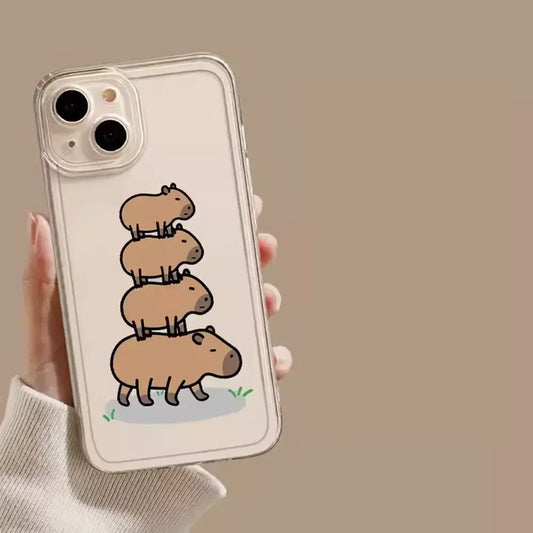 Coque Transparente Iphone Capybara Empilé