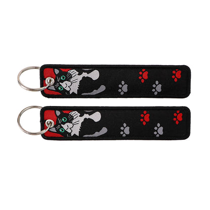 Porte-clé capybara brodé style boho fait main