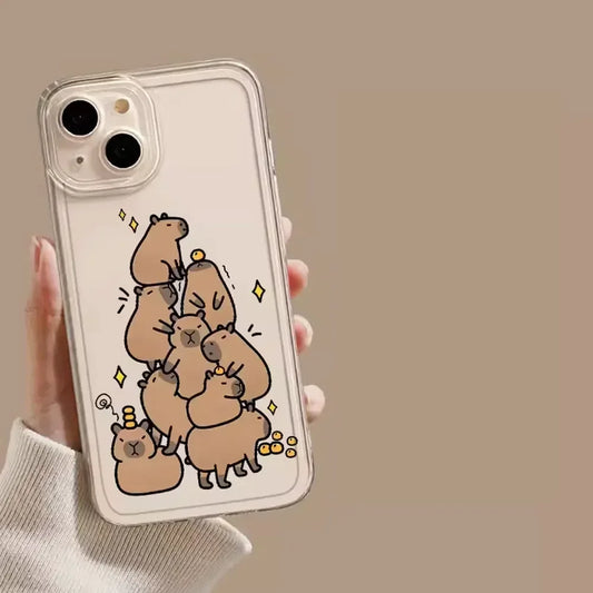 Coque Transparente Iphone Capybara Orange