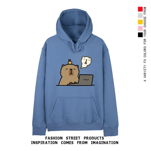 Hoodie Bleu Capybara Unisexe