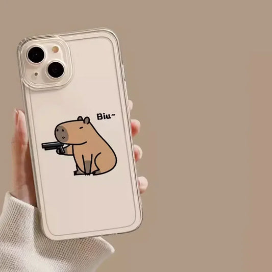 Coque Transparente Iphone Capybara Pistolet