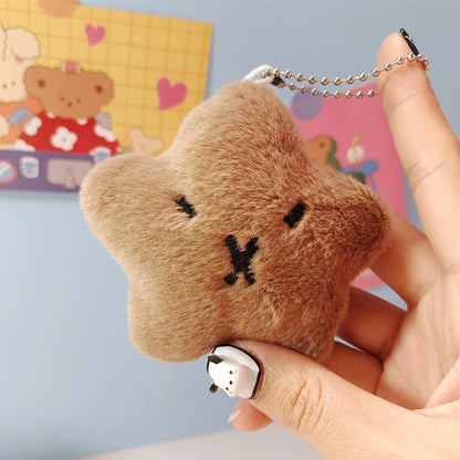 Porte-clé capybara peluche mini avec étoile décorative