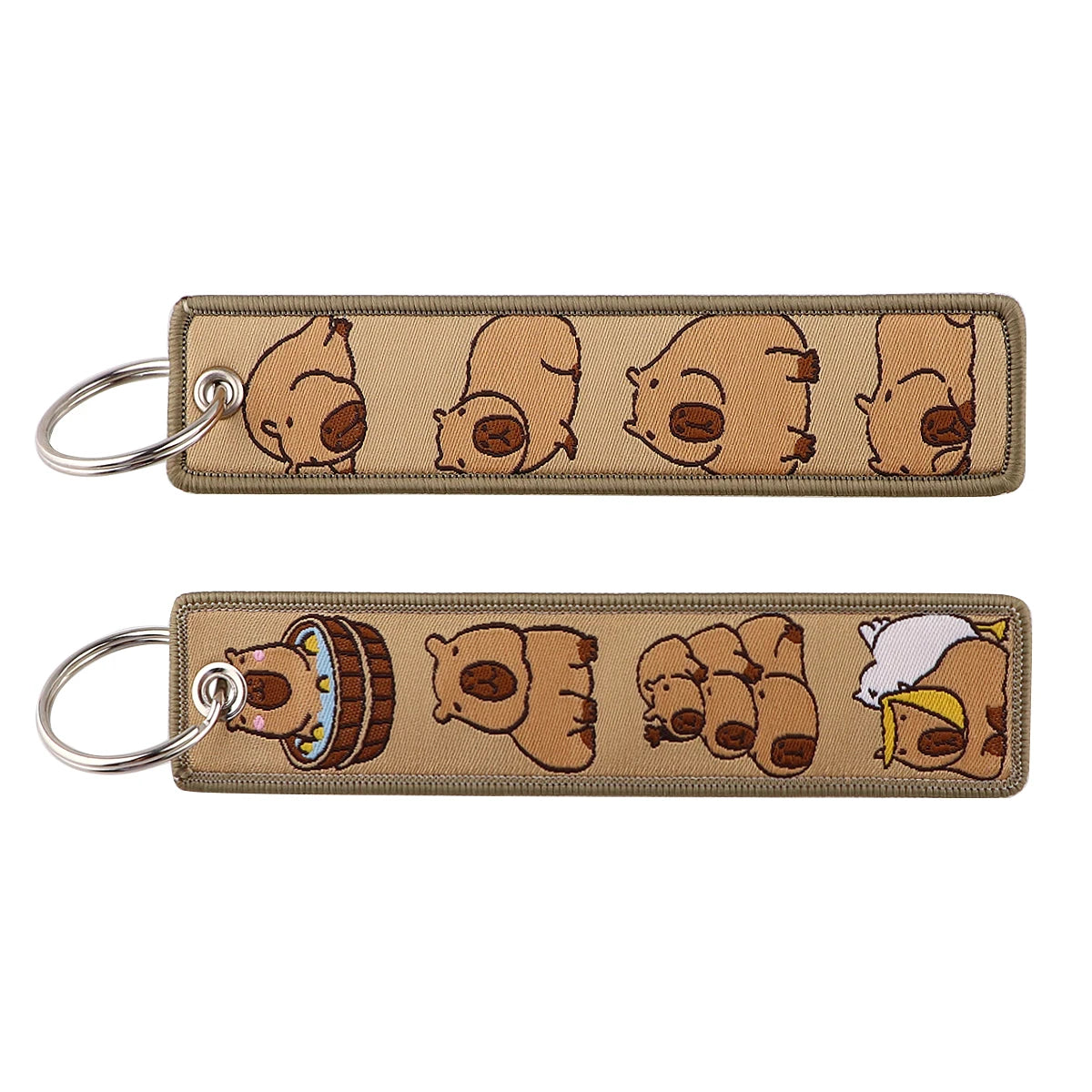 Porte-clé capybara brodé style boho fait main