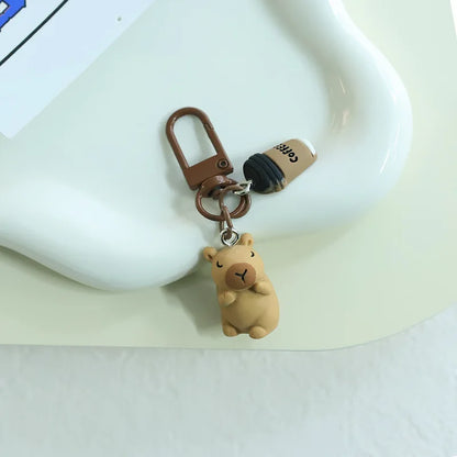 Porte-clé capybara en résine kawaii multicolore