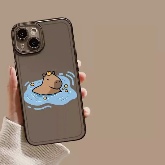 Coque Transparente Iphone Capybara Nage