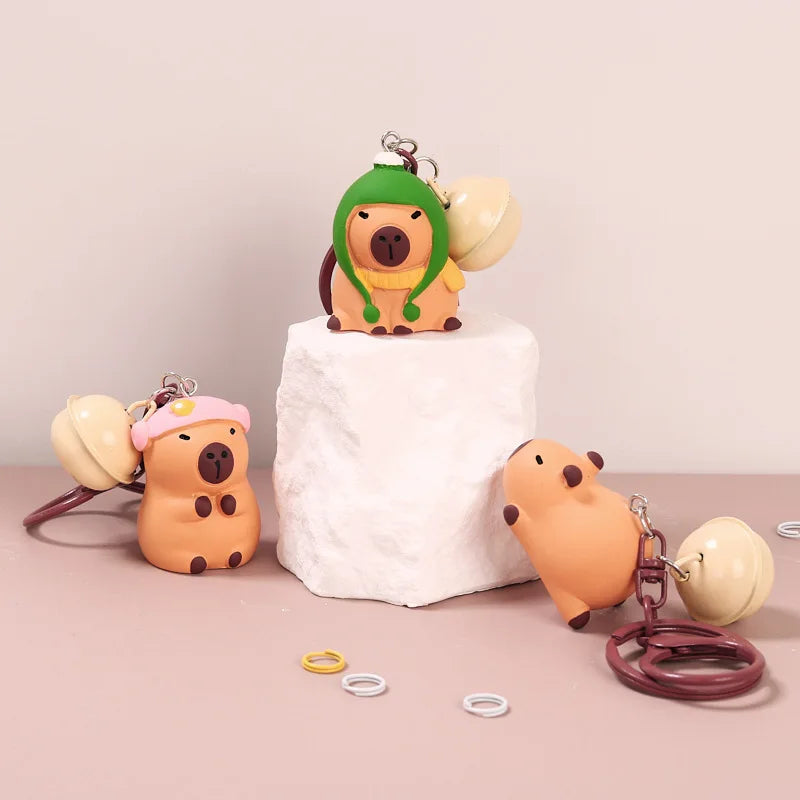 Porte-clé capybara en résine kawaii multicolore