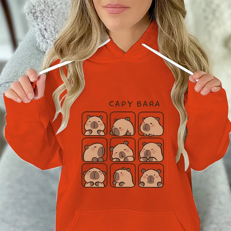 Sweat à Capuche Capybara Unisexe – Orange