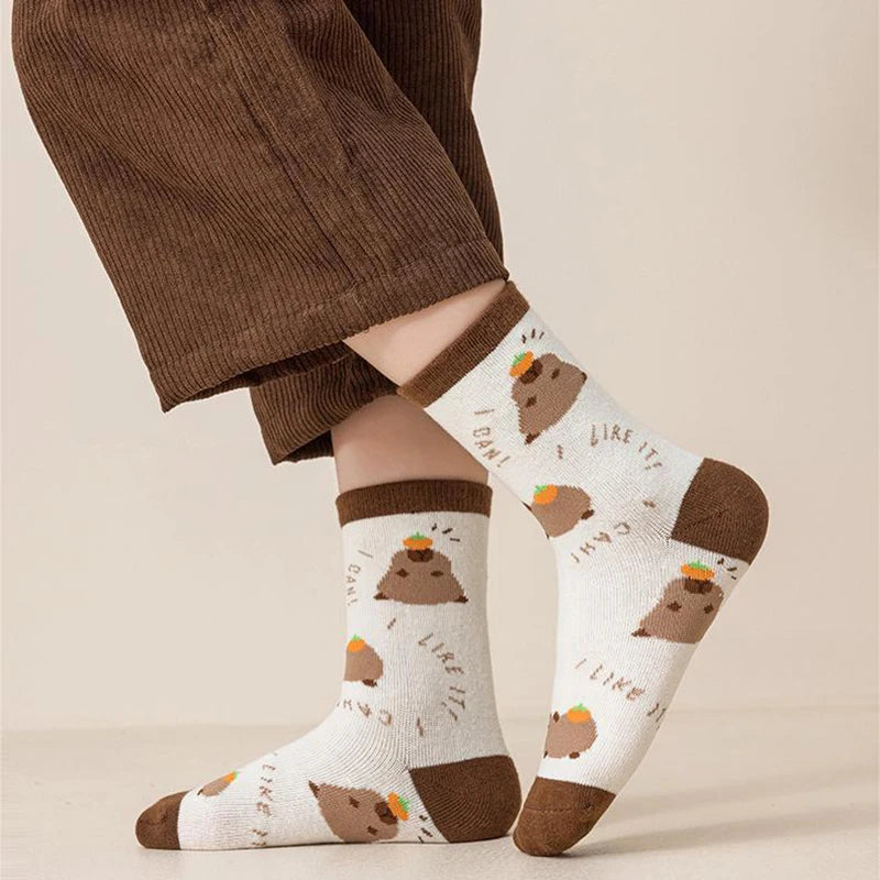 Chaussettes Capybaras – Lot De 5 Paires En Coton Mélangé | Confortables, Chaudes, Design Drôle Pour Femmes & Ados - 6