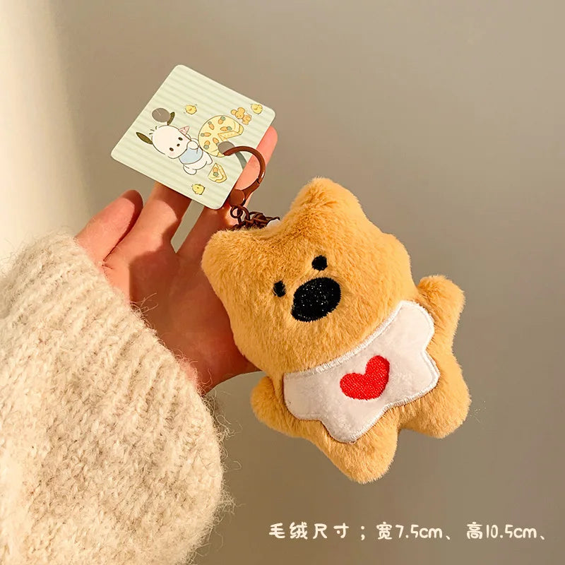 Porte-clé peluche capybara avec étoile pour sac et trousseau