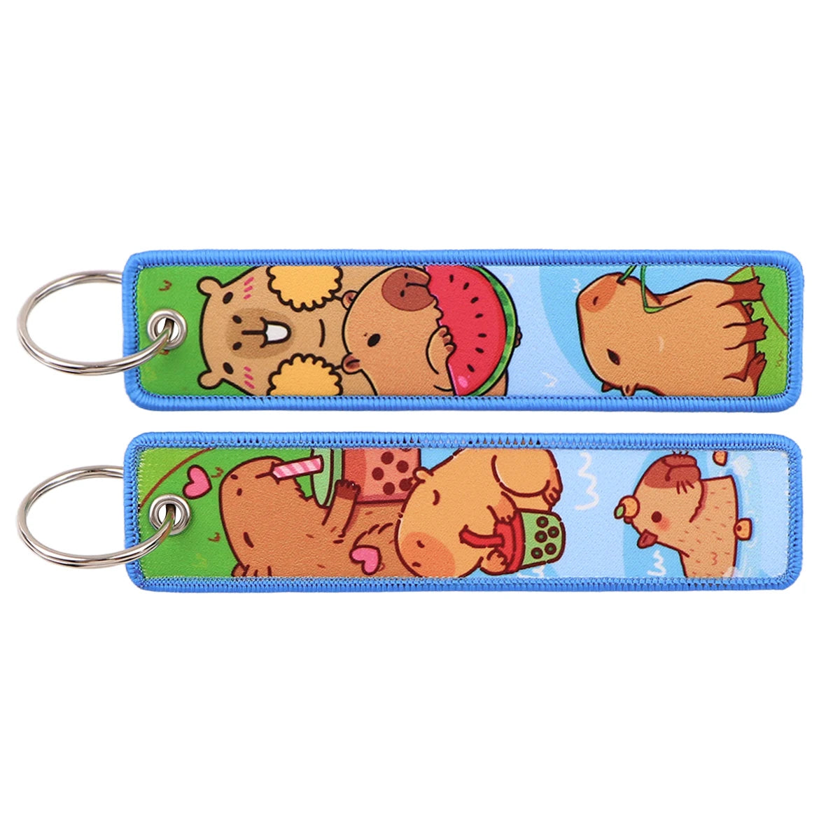 Porte-clé capybara brodé style boho fait main