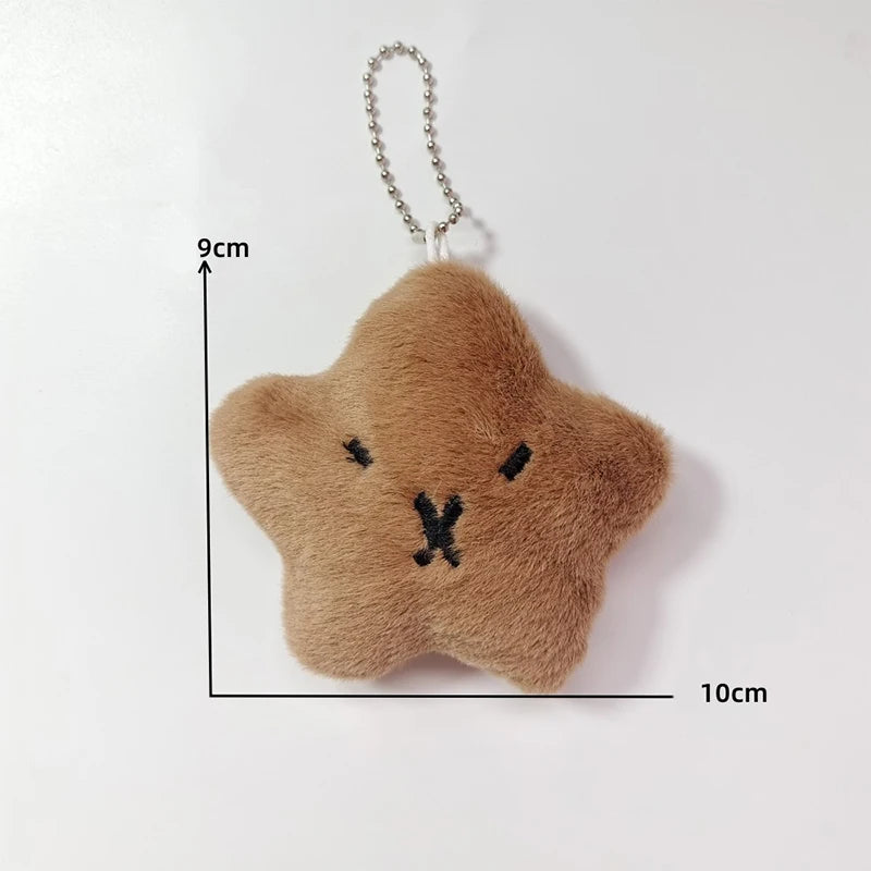 Porte-clé capybara peluche mini avec étoile décorative