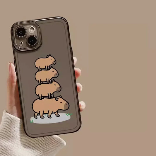 Coque Transparente Iphone Capybara Famille