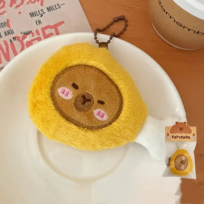 Porte-clé capybara croissant en peluche douce style boulangerie
