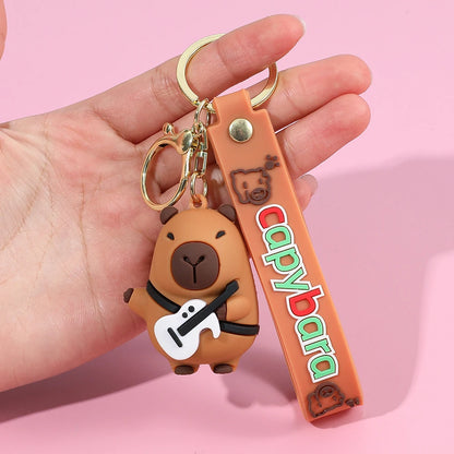 Porte-clé capybara cartoon pour voiture, plusieurs designs colorés