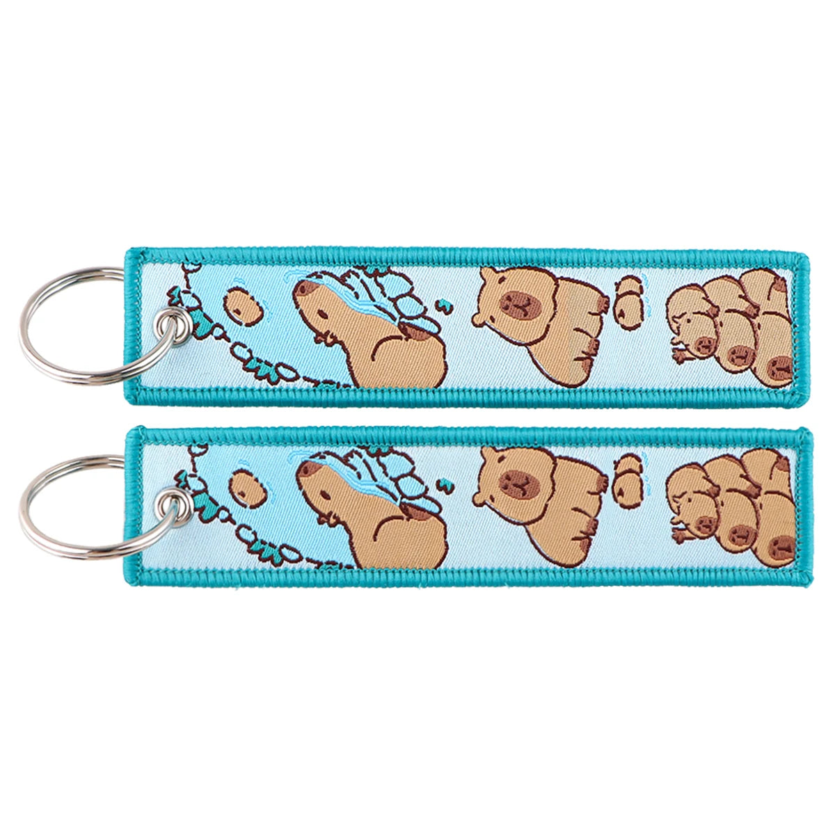 Porte-clé capybara brodé style boho fait main