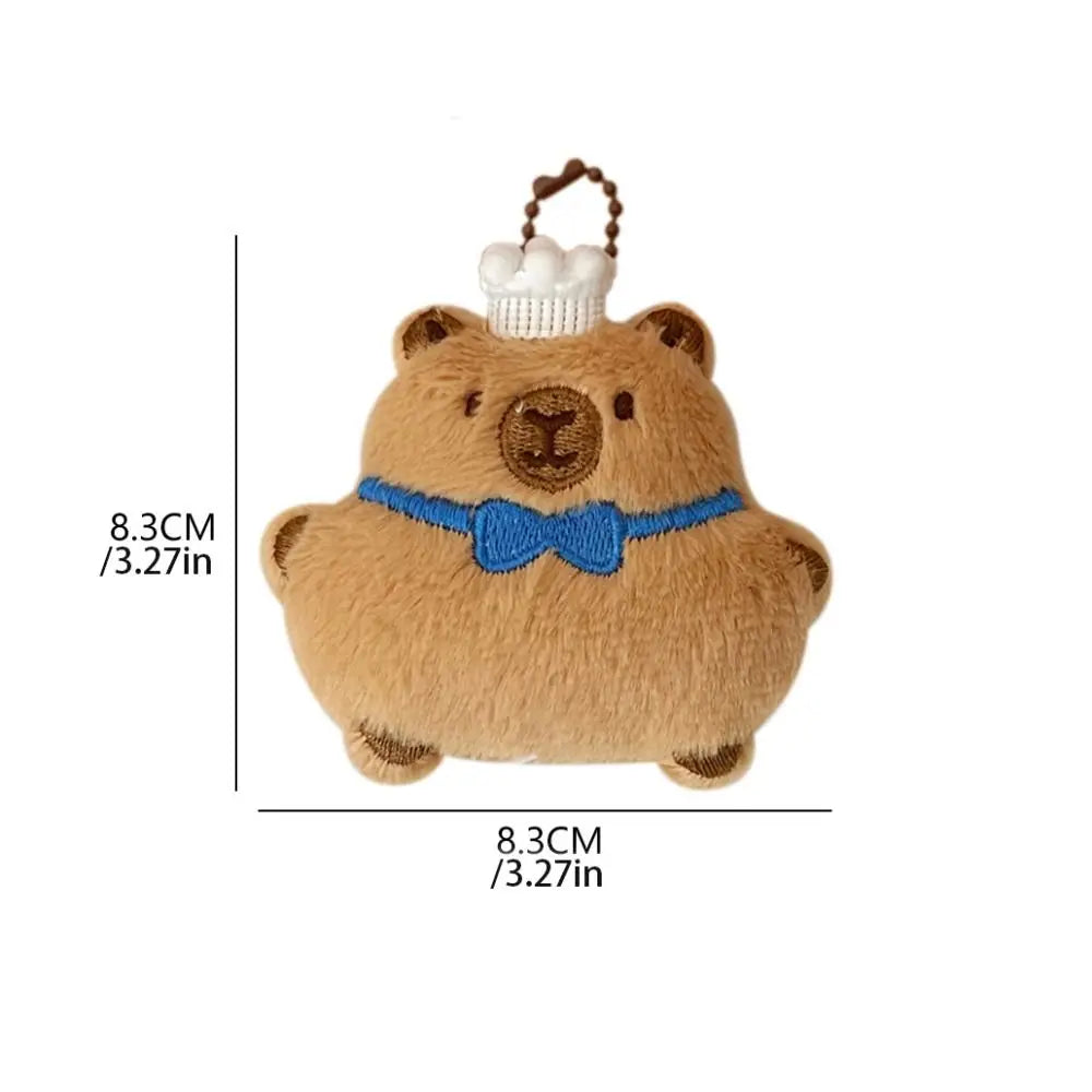 Porte-clé capybara croissant en peluche douce style boulangerie