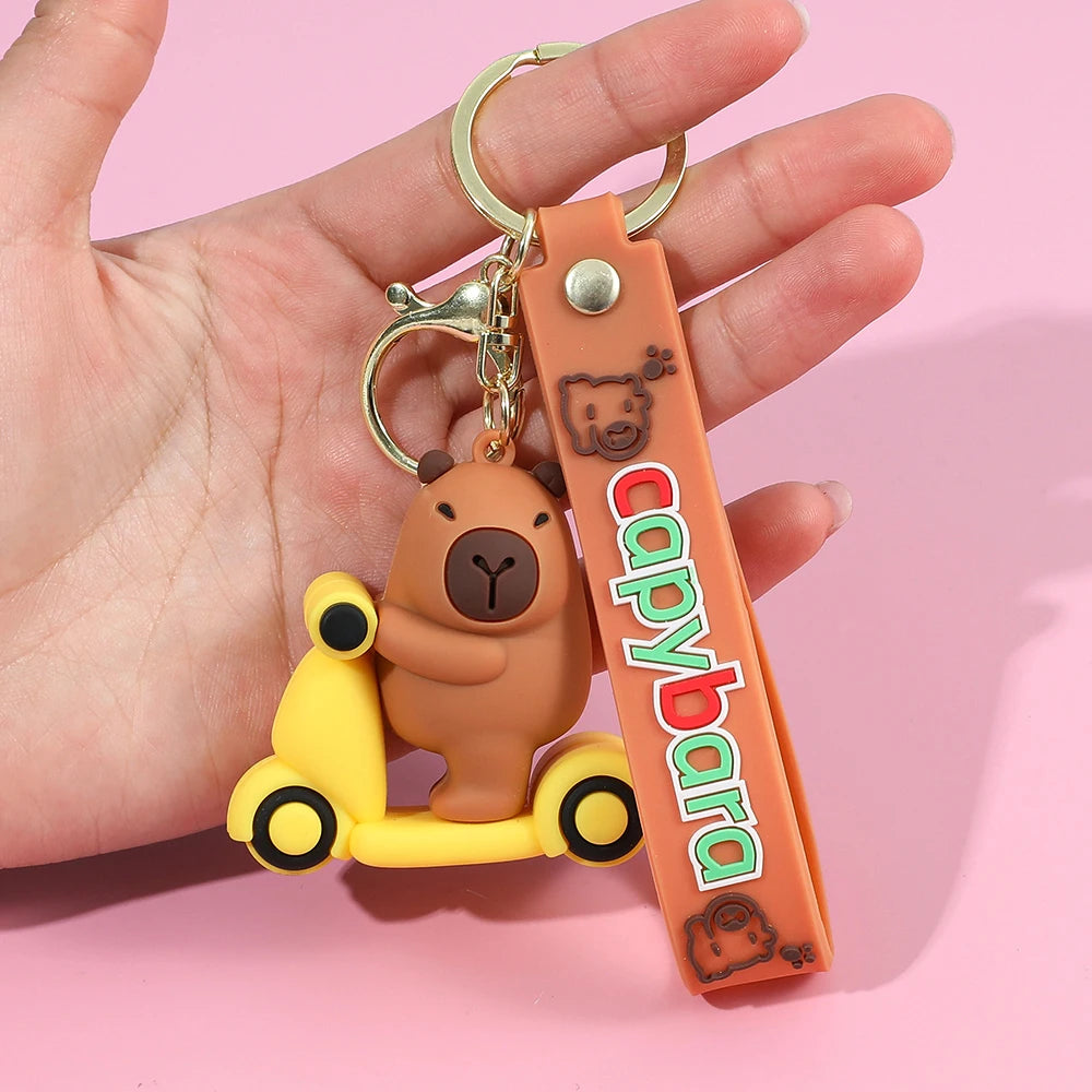 Porte-clé capybara cartoon pour voiture, plusieurs designs colorés