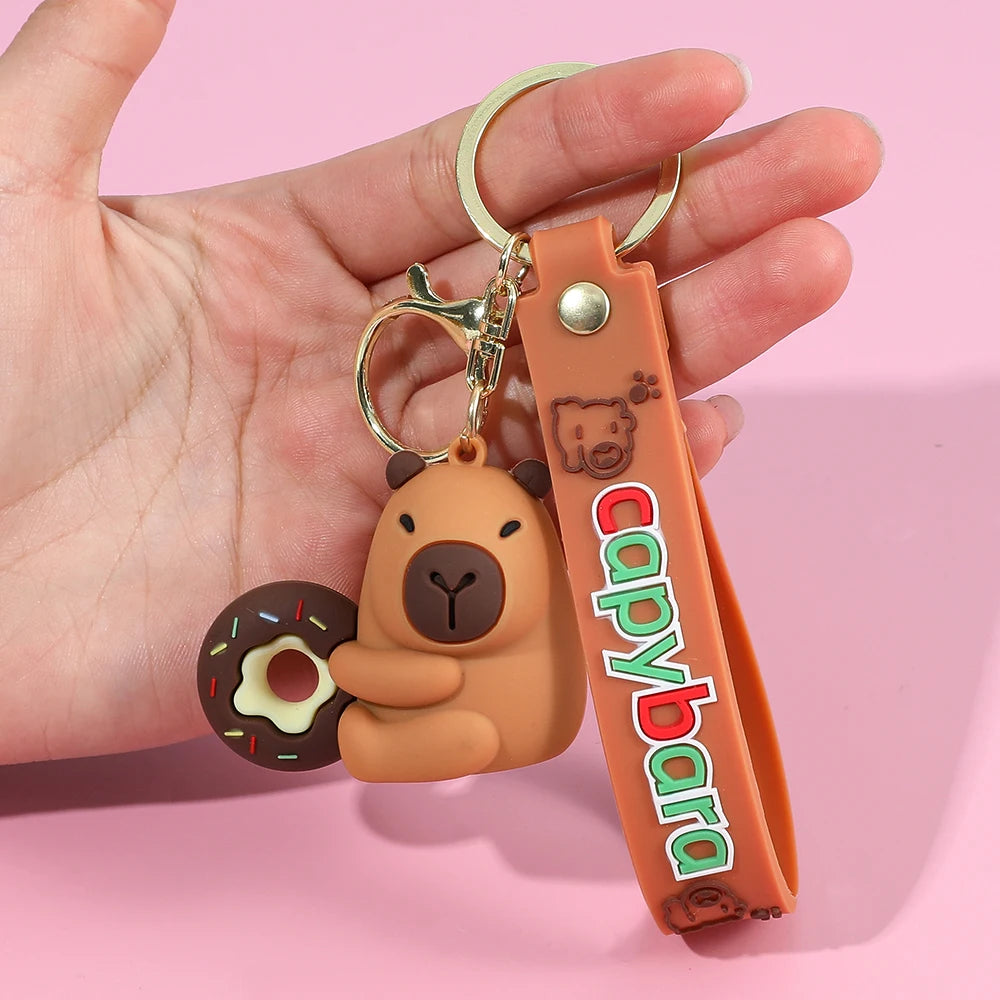 Porte-clé capybara cartoon pour voiture, plusieurs designs colorés