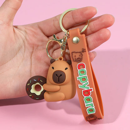 Porte-clé capybara cartoon pour voiture, plusieurs designs colorés