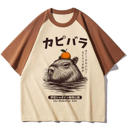 Tshirt Capybara Femme Orange