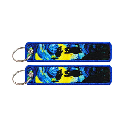 Porte-clé capybara brodé style boho fait main