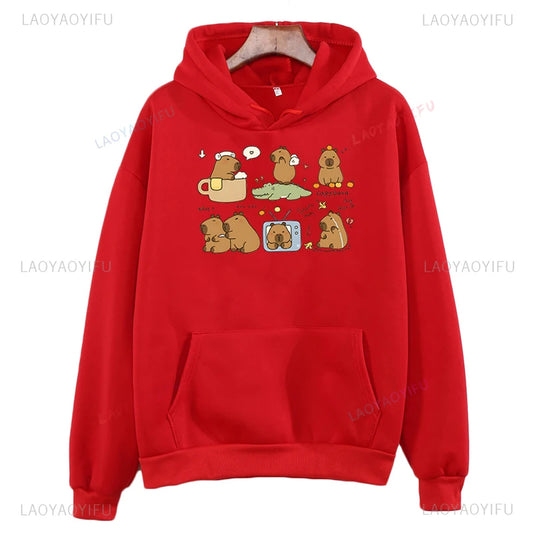 Pull à Capuche Imprimé Capybara Drôle