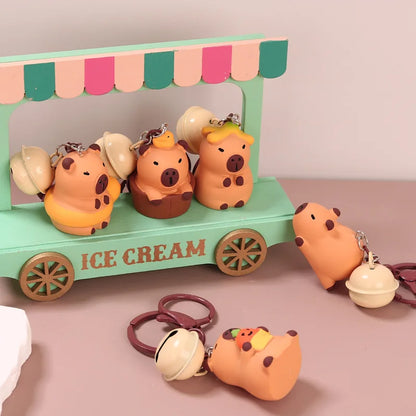 Porte-clé capybara en résine kawaii multicolore
