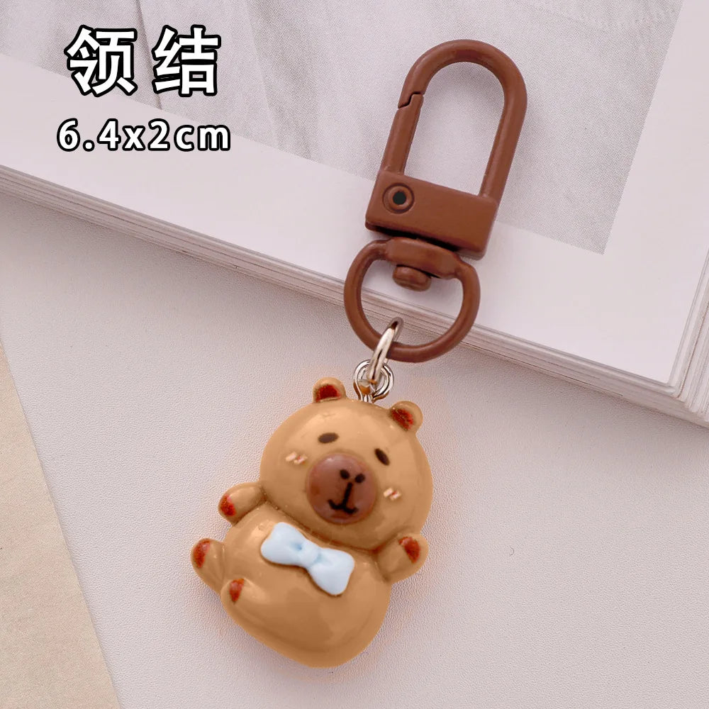 Porte-clé capybara en résine kawaii multicolore