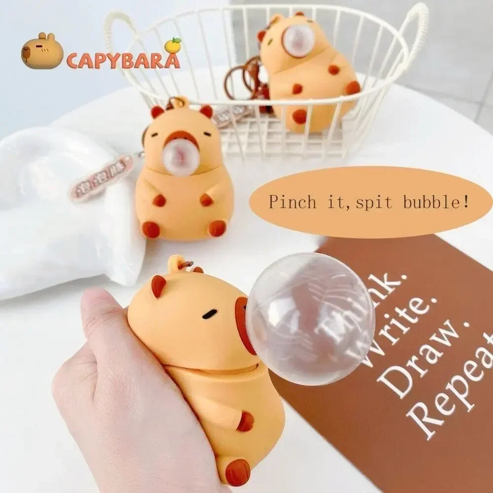 Porte-clé capybara anti-stress qui fait des bulles