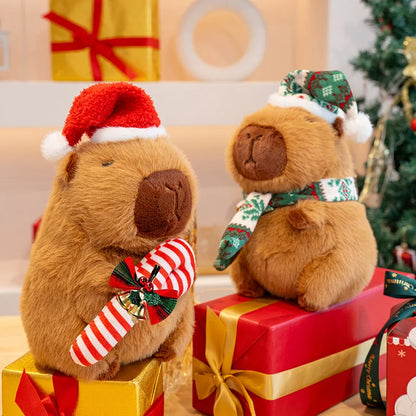 Doudou Capybara Lutin Noël - Green Scarf / 23cm-25cm
