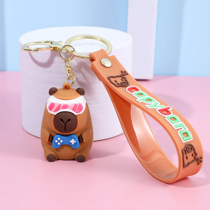 Porte-clé capybara cartoon pour voiture, plusieurs designs colorés