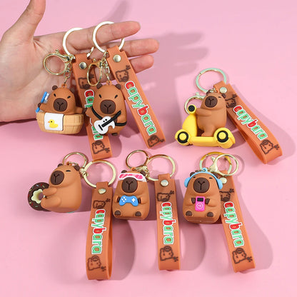 Porte-clé capybara cartoon pour voiture, plusieurs designs colorés
