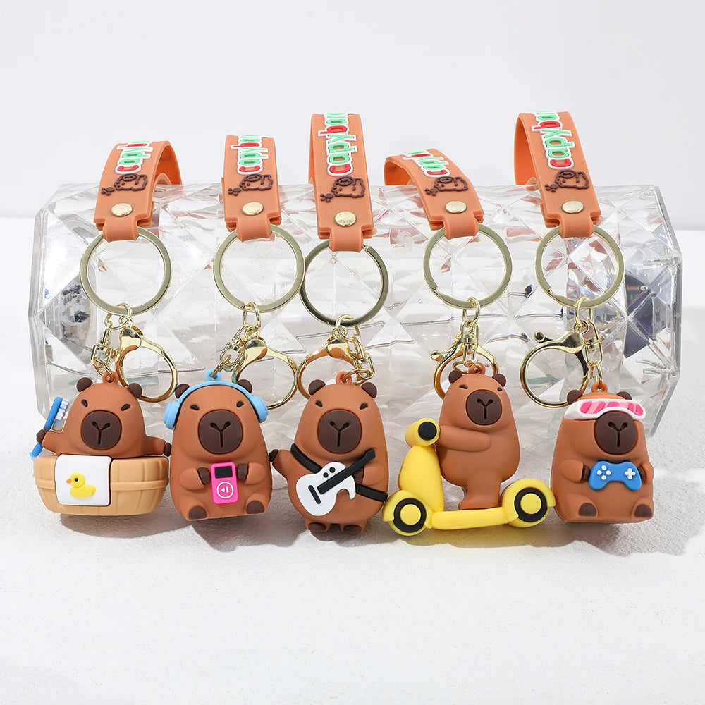Porte-clé capybara cartoon pour voiture, plusieurs designs colorés