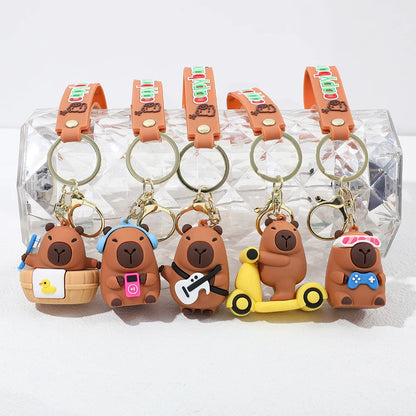 Porte-clé capybara cartoon pour voiture, plusieurs designs colorés