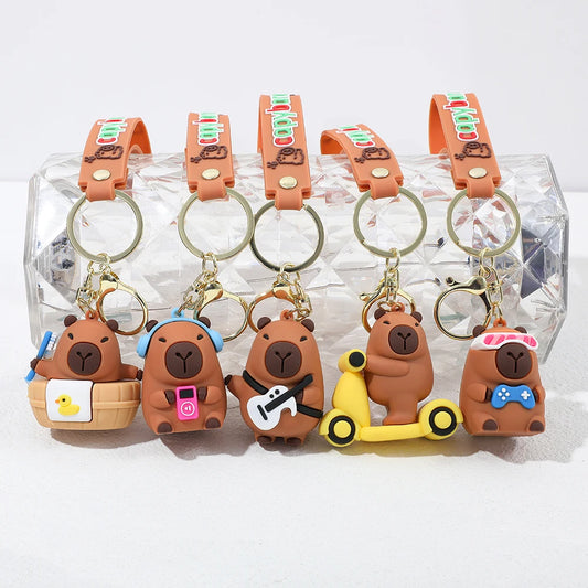 Porte-clé capybara cartoon pour voiture, plusieurs designs colorés