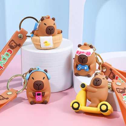 Porte-clé capybara cartoon pour voiture, plusieurs designs colorés