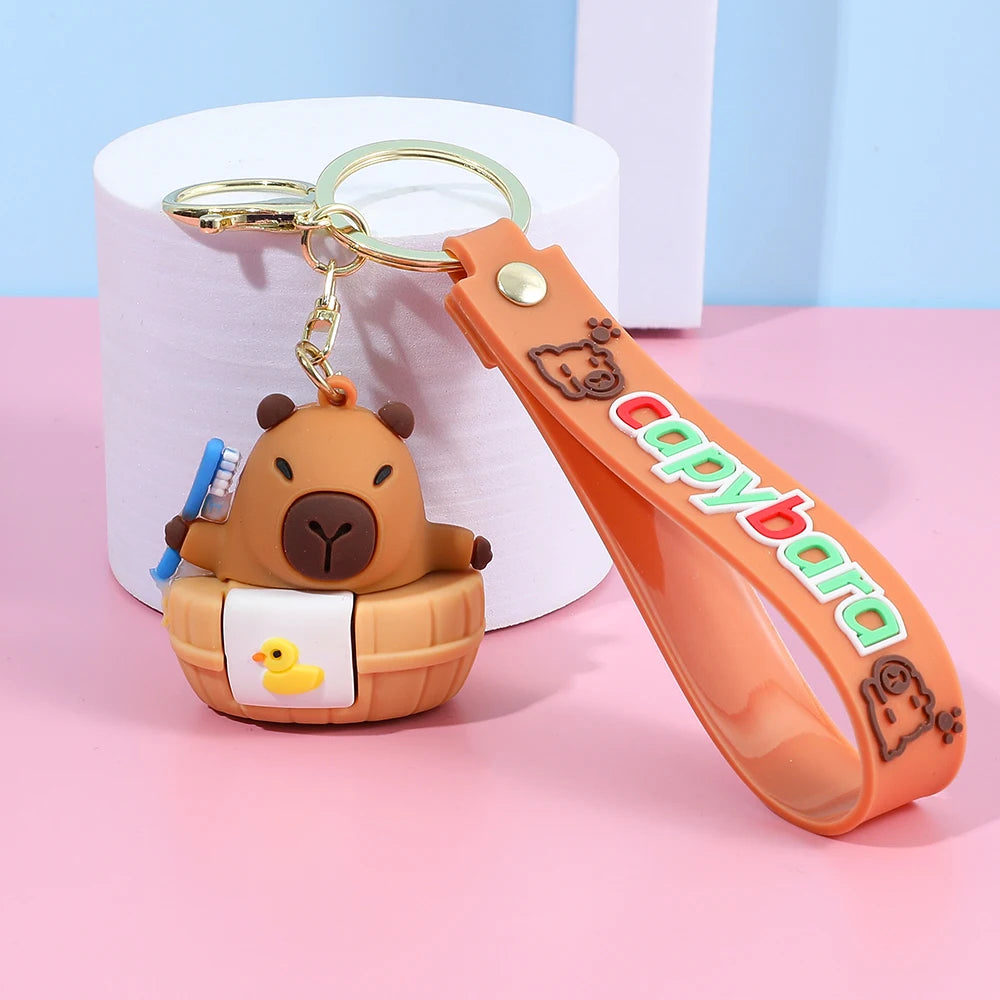 Porte-clé capybara cartoon pour voiture, plusieurs designs colorés
